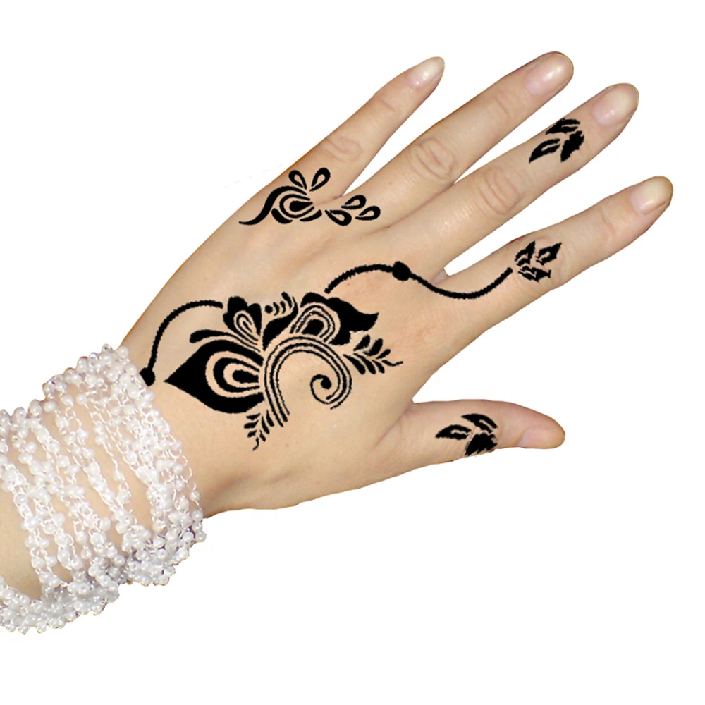 5 пар трафарет для татуировок в индийском стиле Mehndi татуажа Аэрограф Рисование