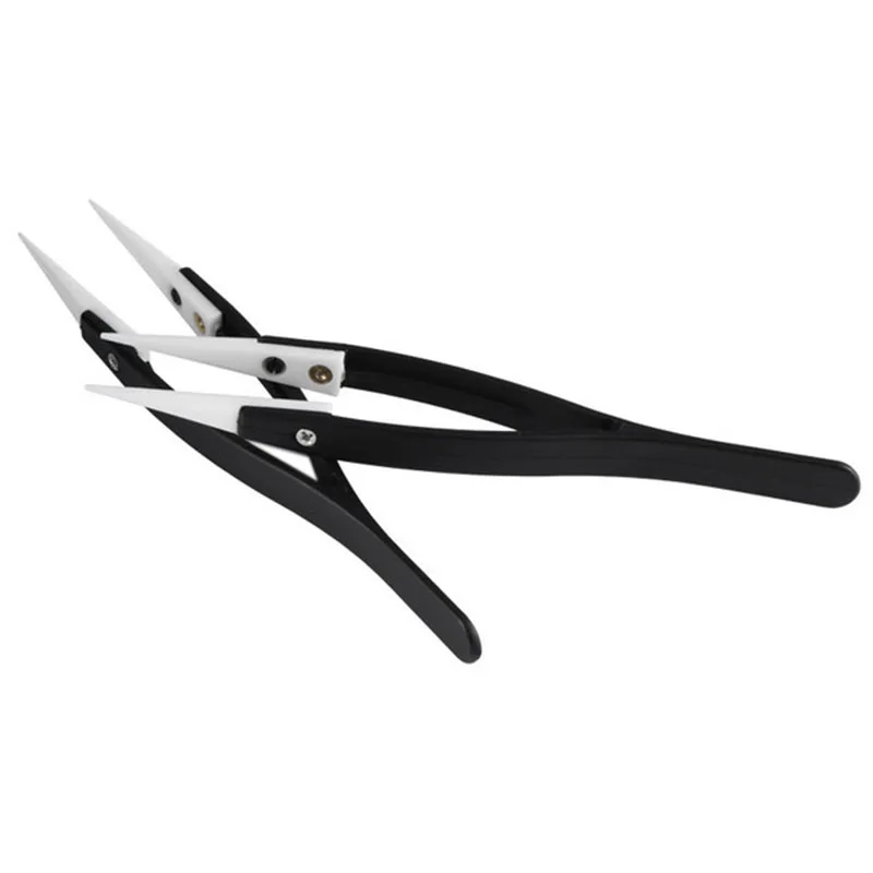 White Black Антистатические керамические Tweezers электронная сигарета промышленные керамические пинцеты с изолированным острым прямым изогнутым наконечником - Цвет: White Black