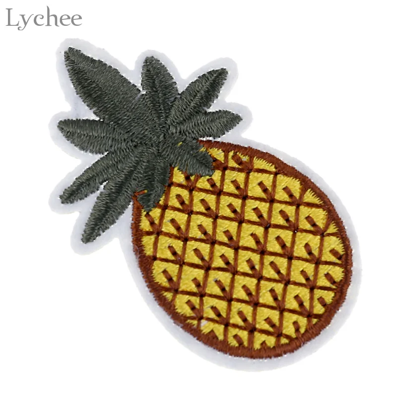 Lychee 10pcs Pineapple Patches For Clothing Iron On Embroidered Fruit Patch Applique DIY Sewing Accessories Clothes | Дом и сад