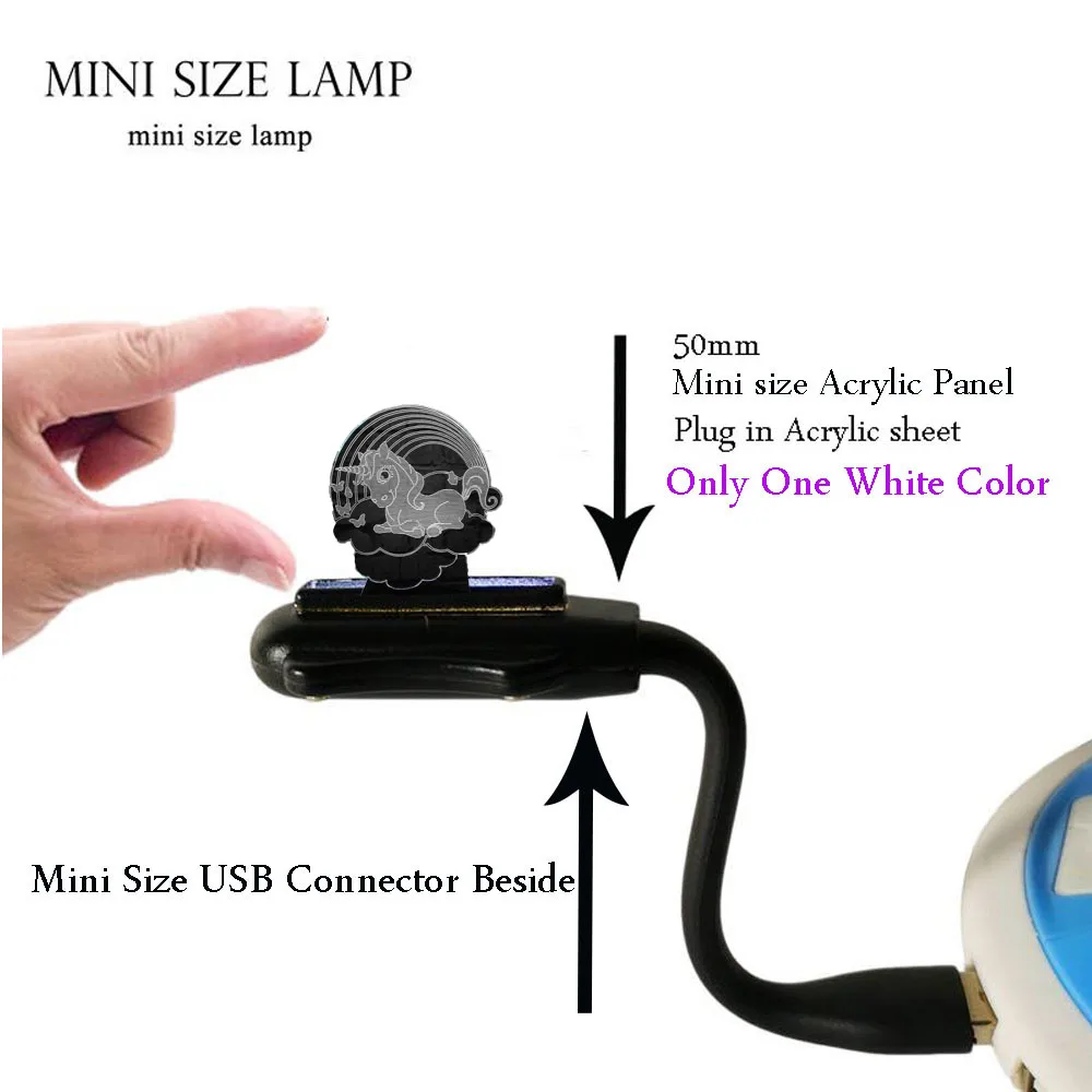 Новый 3D светильник для настроения Единорог 7 цветов зарядка USB мини Лава Декор