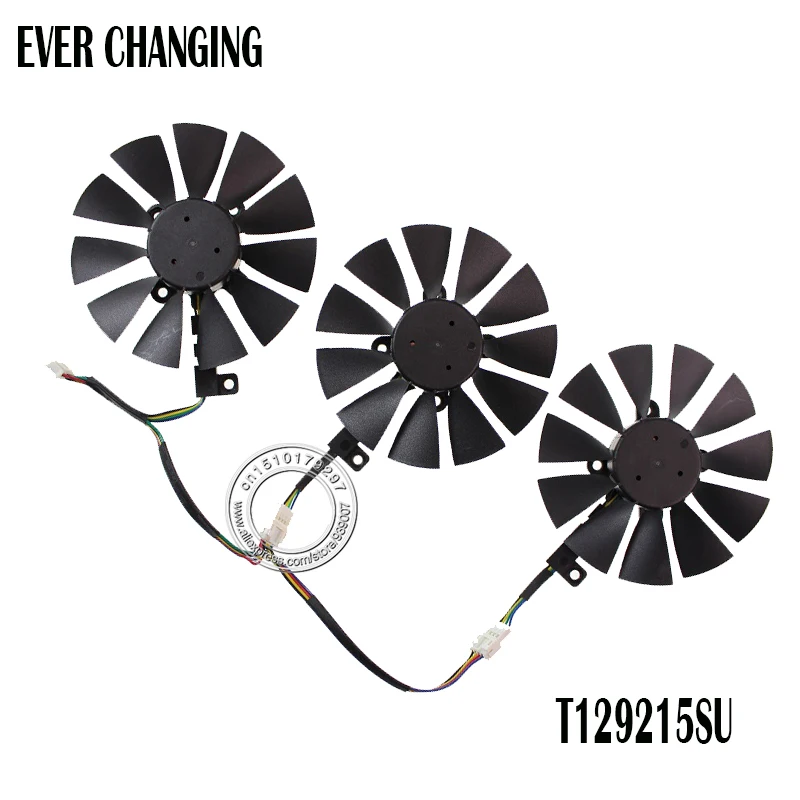 87 мм Everflow T129215SU DC 12V 0.50AMP 4Pin 4 провода Охлаждающий вентилятор для ASUS GTX980Ti R9 390X390 GTX1070 Графика карты вентиляторы