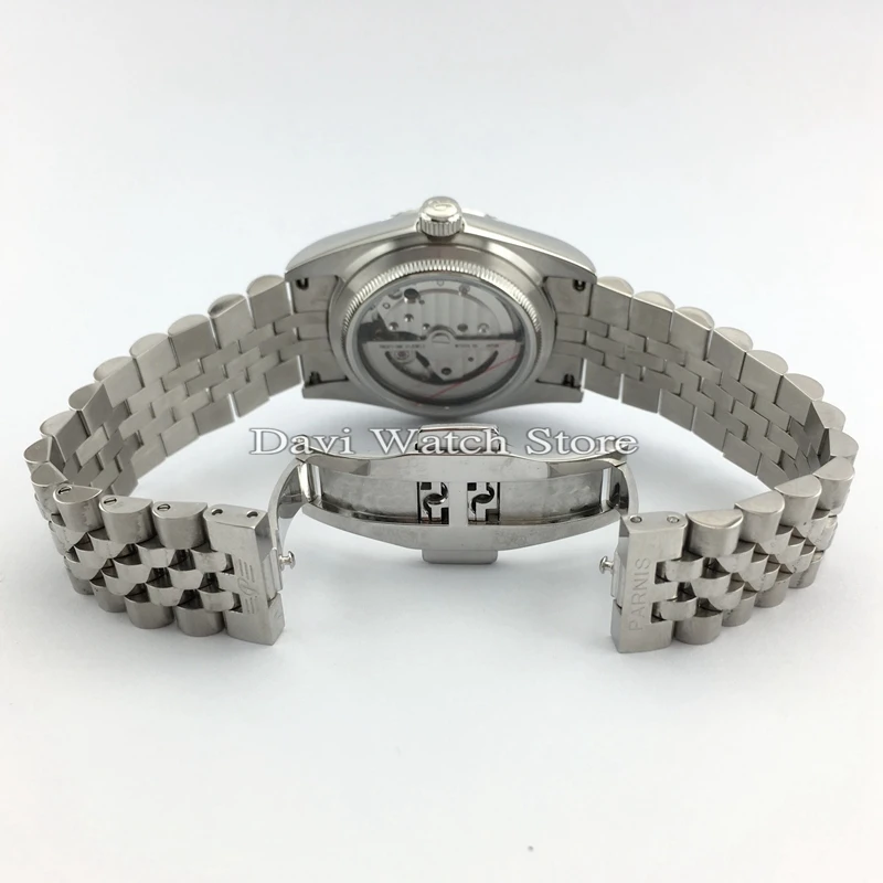 Parnis 36mm stainless steel case strap silver dial miyota automatic mens womens watches | Наручные часы