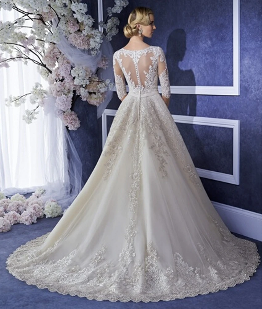 Sexy Long lebanon Half Sleeve Muslim Islamic Lace A Line Wedding Dresses 2015 Gowns robe de mariage gelinlik | Свадьбы и торжества
