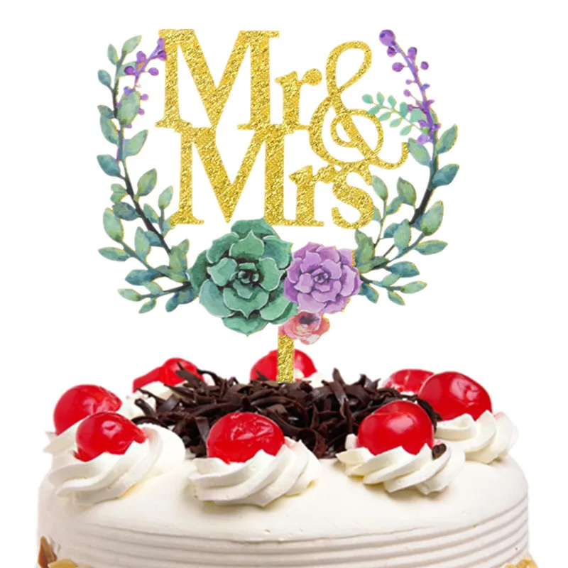 Новое поступление акриловый Топпер для свадебного торта Mr &amp Mrs с рисунком флаги