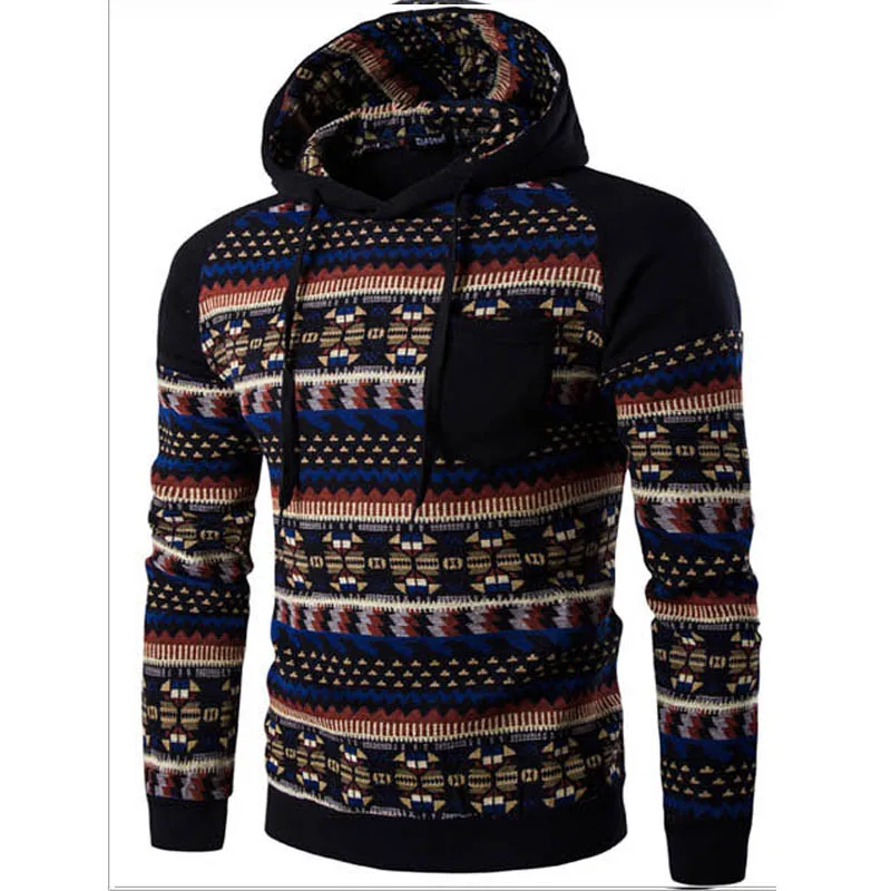 

2018 New fashion wide-waisted casual men clothing cotton argyle printed men's raglan sleeved hoodie Sweatshirt male hip hop