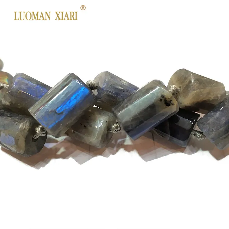 Цилиндрические бусины из натурального Лабрадорита LUOMAN XIARI для самостоятельного