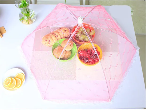Food Covers Umbrella Style Anti Fly Mosquito Kitchen diameter 65cm cooking Tools meal cover Hexagon gauze table food TY271 |
