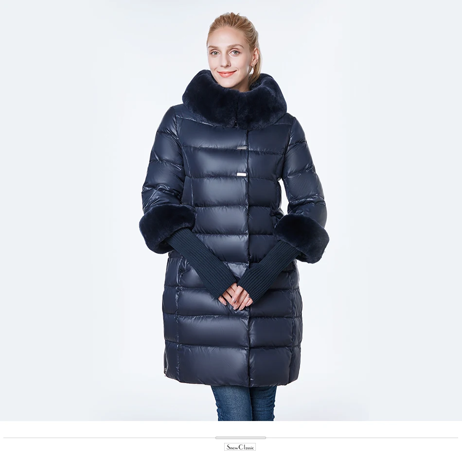 Snowclassic зимняя шляпа настоящие волосы воротник хлопок куртка пуховик мода теплая куртка XL манжеты съемный европейский стиль моды