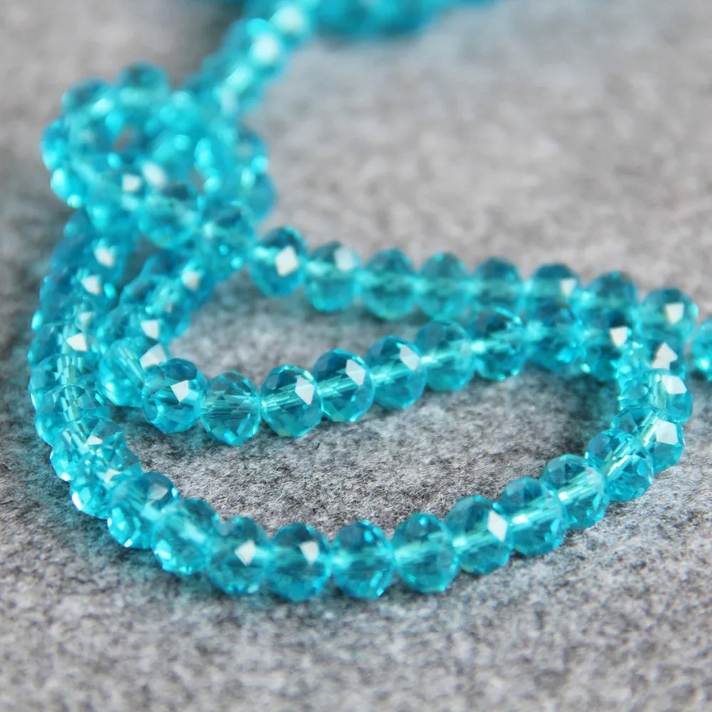 

New For Necklace 6*8mm Faceted Sky Blue AB+ Colorful Glass Crystal Loose Beads Stone 15inch DIY Fashion Jewelry Making Design