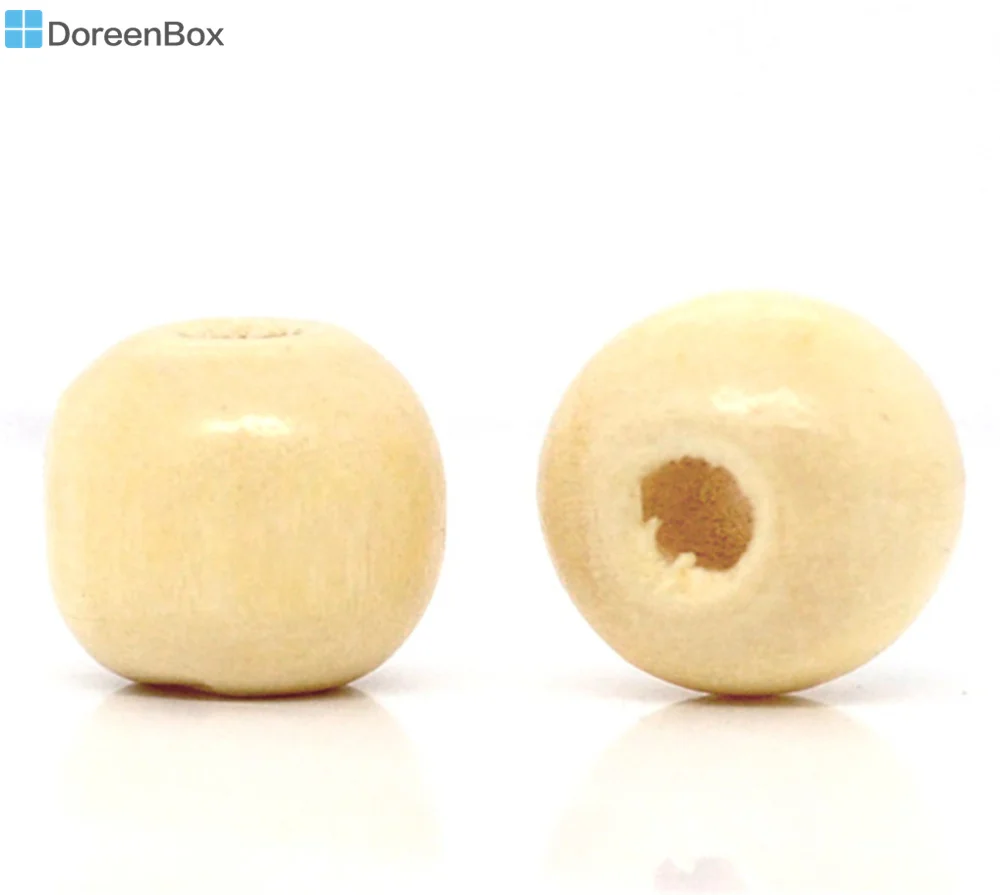 Doreen Box hot- 200 Beige Dyed Round Wood Spacer Beads 10x9mm (B11032) | Украшения и аксессуары