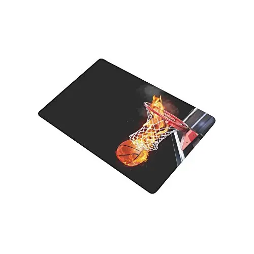 Пылающий баскетбольный мяч проходящий через Корт противоскользящий дверной