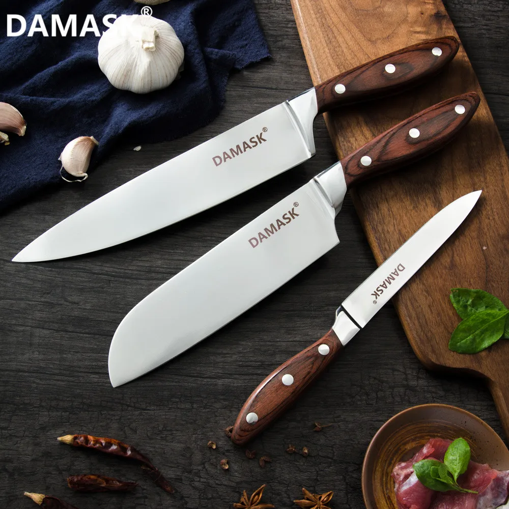 Damask японский профессиональный нож шеф-повара высокого качества из нержавеющей