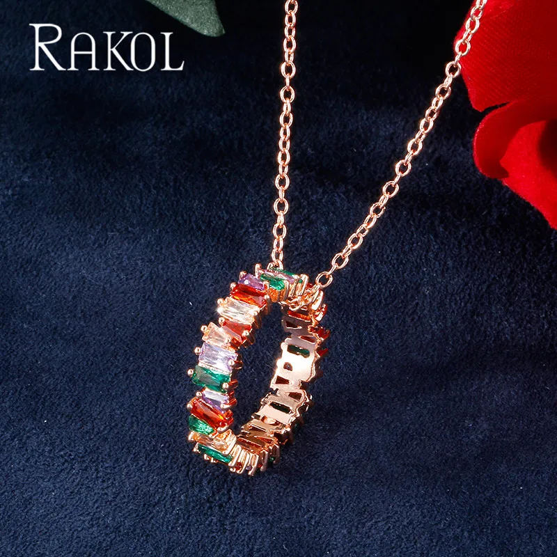 RAKOL модный многоцветный Тонкий багет для помолвки ручной работы Радужный