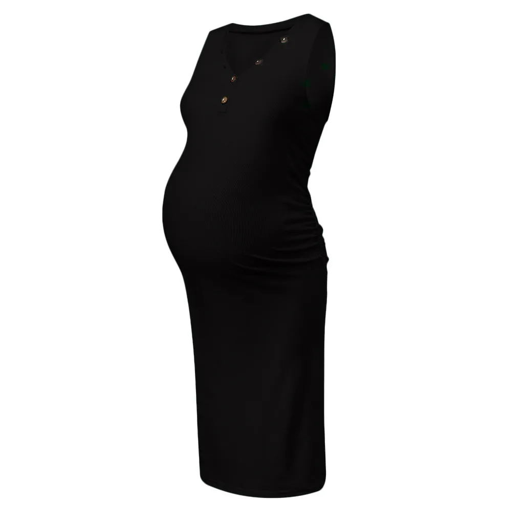 Women Maternity Gown Summer Sleeveless Pregnancy Sundress Casual Button Dress Ropa Premama Embarazadas | Мать и ребенок