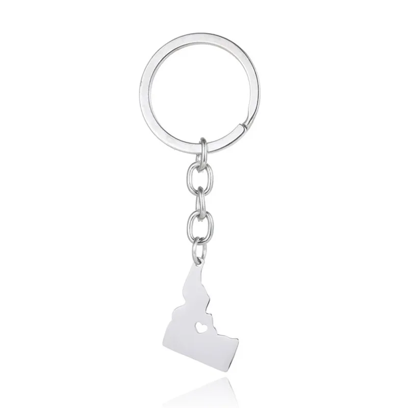 

Брелок Elfin с картой Айдахо, карта с идентификацией, брелок для автомобиля из нержавеющей стали с сумкой, кольцо для ключей для женщин и мужчи...