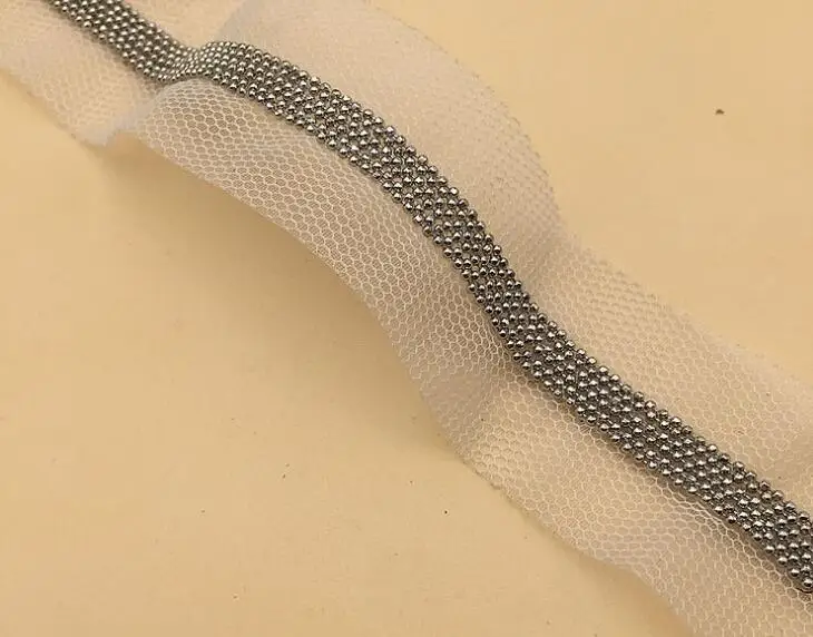 6rows white mesh 30 ярдов бисером с кисточкой из металлических цепочек кружевная бахрома отделочная лента Скрапбукинг Аппликация Украшение шитье Renda для платья воротник - Цвет: 6rows white mesh