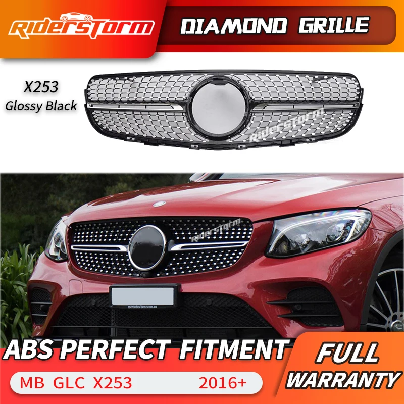 Для X253 Алмазная решетка передний гриль для GLC GLC200 GLC250 GLC300 Sport glC450 GLC63 ABS|Гоночные