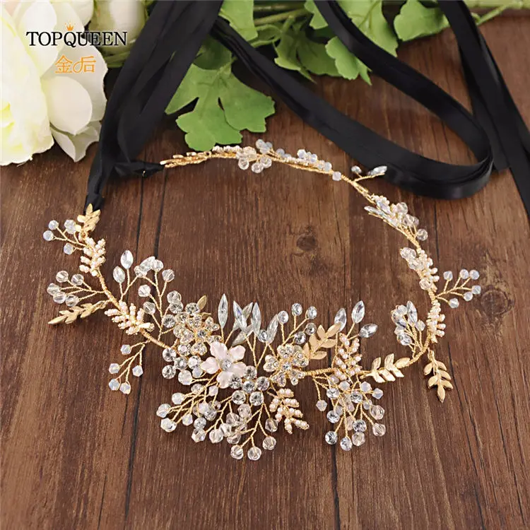 Black ribbon TOPQUEEN SH235 Свадебные ремни Кристалл Свадебный Пояс для невесты Свадебные аксессуары марокканский кафтан пояс элегантный пояс - Цвет: Black ribbon