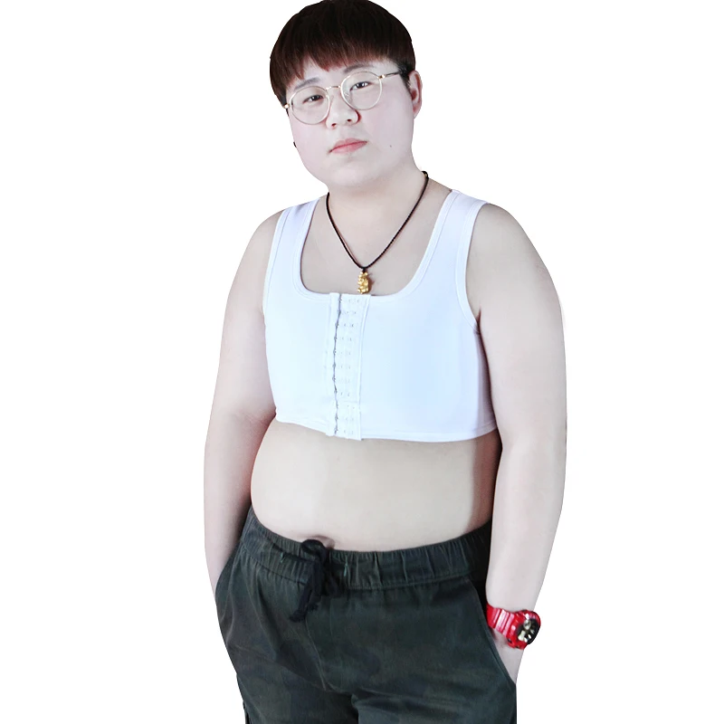 Tomboy сетчатый нагрудный бандаж Транс ультра-плоские Дышащие Короткие Корсеты Les размера плюс жилет топы Косплей Спортивное нижнее белье - Цвет: Белый