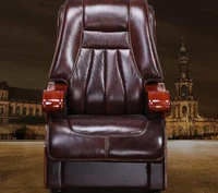 real leather luxurious reclining chair four legged computer chair fixed armrest leather art office chair 22