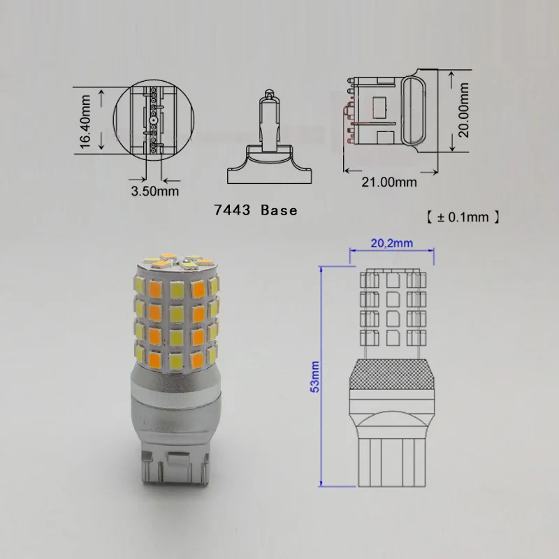 AMYWNTER T20 7443 W21/5 W Автомобильный источник для светодиодов, дневной ходовой светильник, лампочка, функция рулевого управления, два цвета