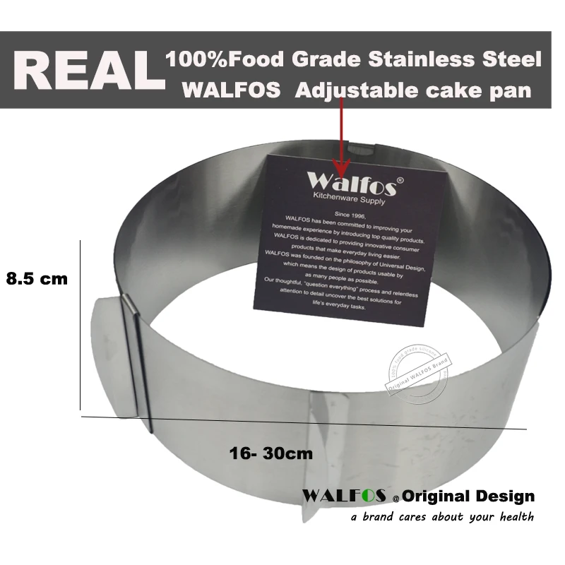 WALFOS Food Grade Stainless Steel Adjustable Cake Pan Retractable Circle Mousse Ring Mould Baking Tool Set Cake Mold Bakeware