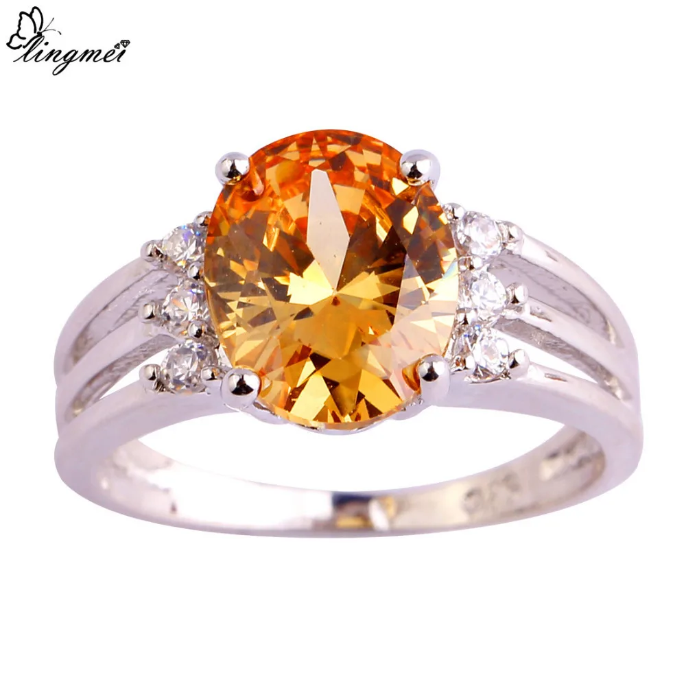Lingmei оптовая продажа модные новые женские Morganite & Белый Серебряные Цвет кольцо