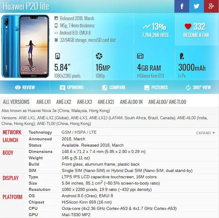 Для Huawei P20 Lite ЖК-дисплей + кодирующий преобразователь сенсорного экрана в сборе с