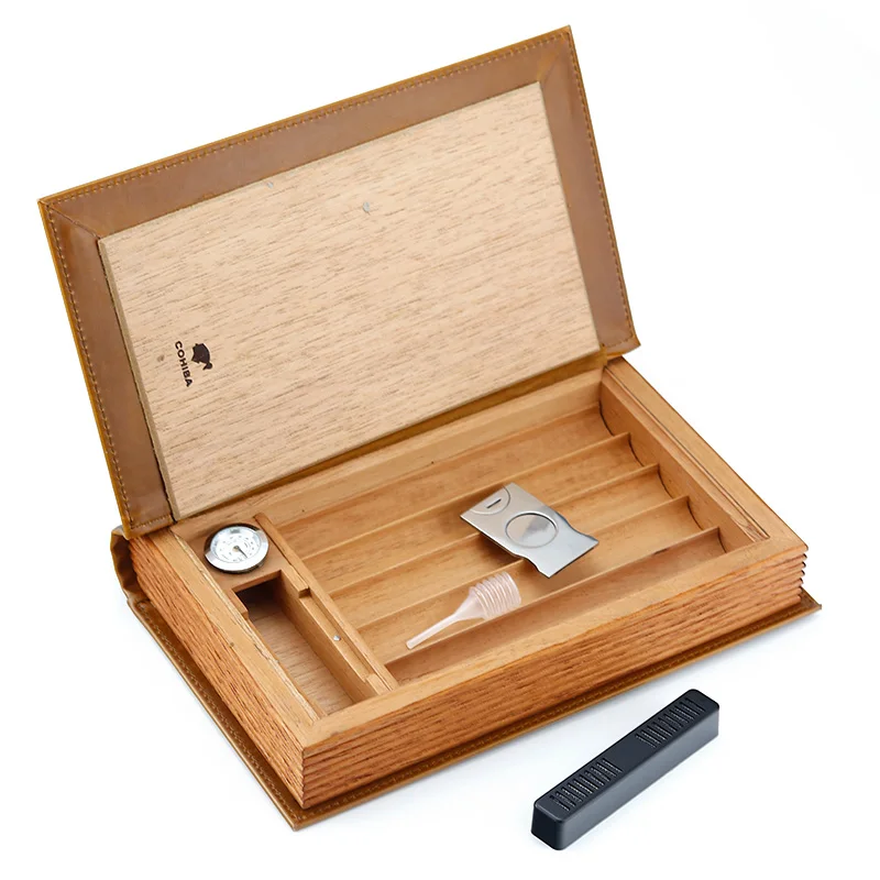COHIBA чехол для сигар Многофункциональный Humidors кожа и кедр Дерево книга форма