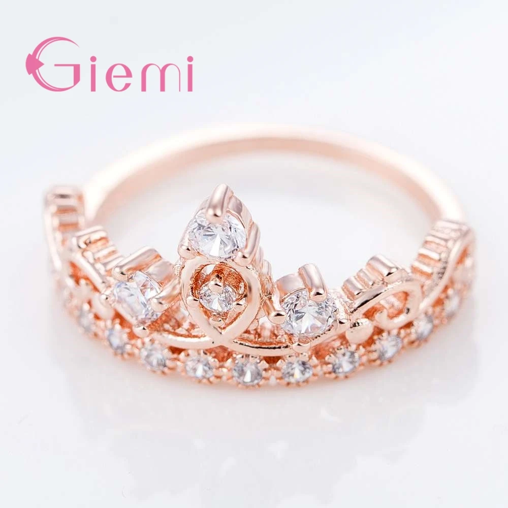 

Noble Crown Rings Paved AAA+ Cubic Zircon Crystal Women Rings Silver Color/Gold Color Choose Wholesale Price Mujer Anel