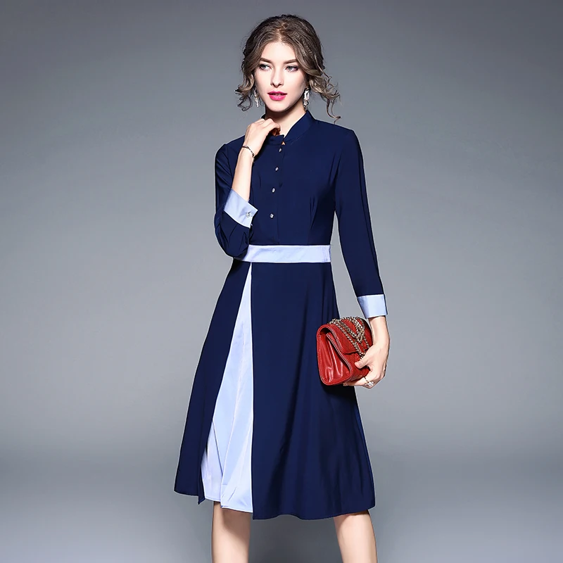 Элегантные женские туфли синего цвета для офиса осени платье Robe Ete 2020 kleijer дамы