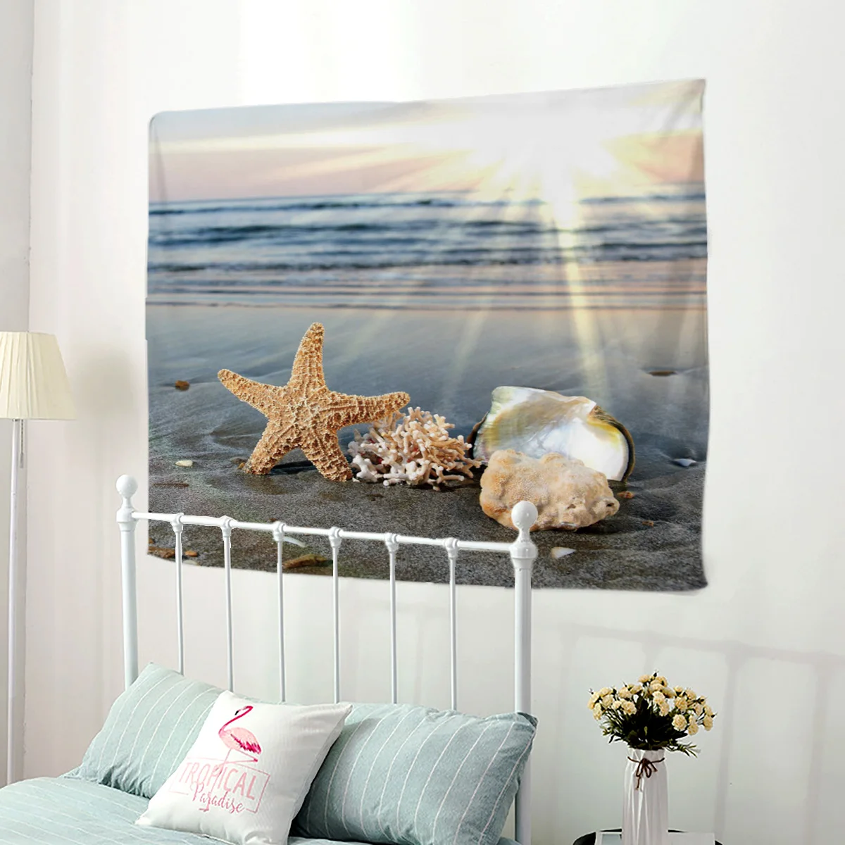 Cartoon Sailboat Sea Shell Wall Hanging Décor Decor Tapestries Bedspread Tapestry Art Scarf Wrinkle-Resistant | Дом и сад