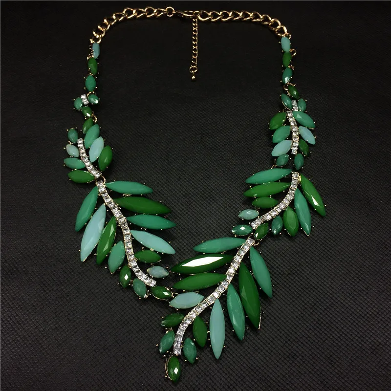 Luxury Resin Leaf Shaped Pendant Necklace Women Statement Necklaces Party Jewelry YaoXi | Украшения и аксессуары
