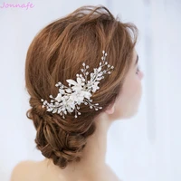 jonnafe new design bridal flower headpiece hair comb pearls wedding prom hair jewelry accessories handmade women hairwear