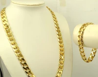 real 24k gold gf mens bracelet necklace 23 6 10mm chain set birthday gift free shipping gift