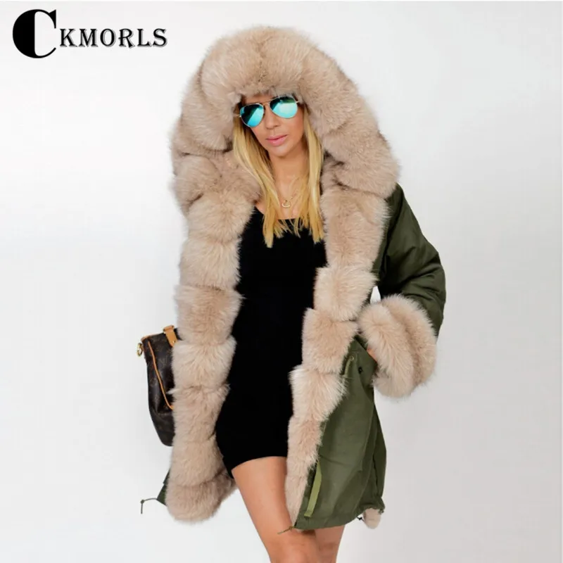 CKMORLS New Real Fox Fur Parka Women Winter Coat Casual Long Jacket With Collar Thick Warm Outerwear Natural Parkas | Женская одежда