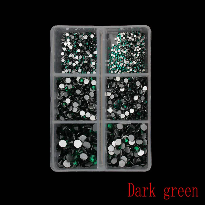 16 Dark green 1 коробка мульти Размеры Стекло ногтей Стразы смешанные цвета, плоский обратно усеяны искусственными драгоценными камнями; страз 3D обаяние драгоценные камни DIY Маникюр нейл-арта украшения - Цвет: 16 Dark green