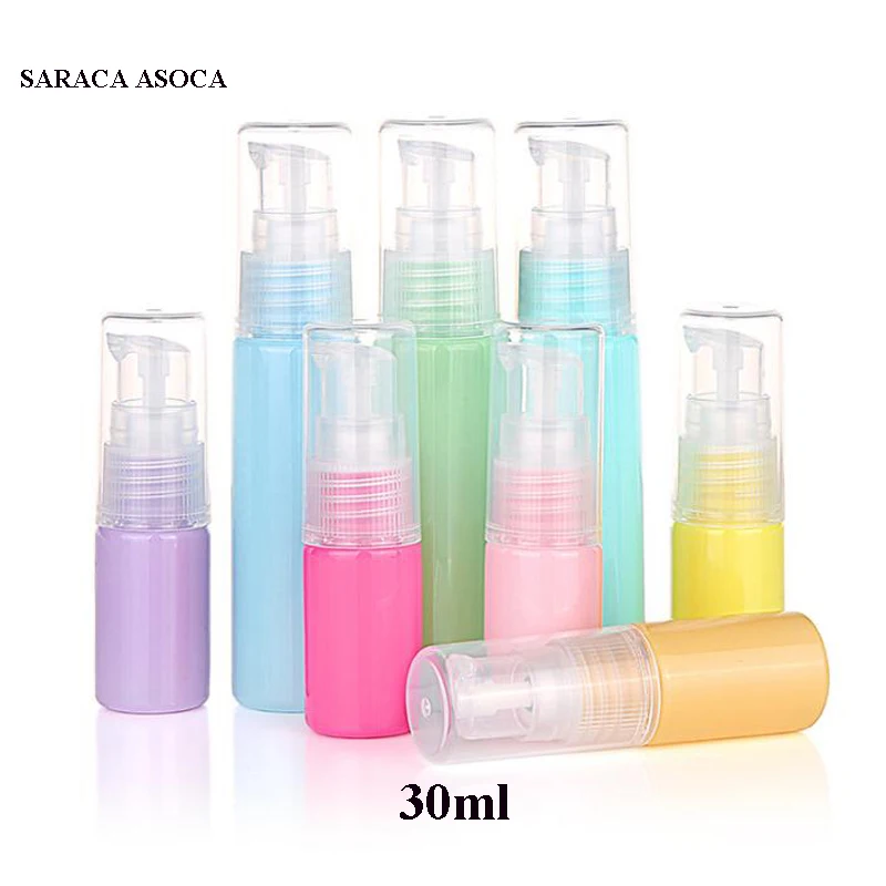 

Wholesale Retail 30ml Powder pump Macaron Plastic Bottles 100pcs/lot Small Travel Empty Emulsion Refillable Bottle