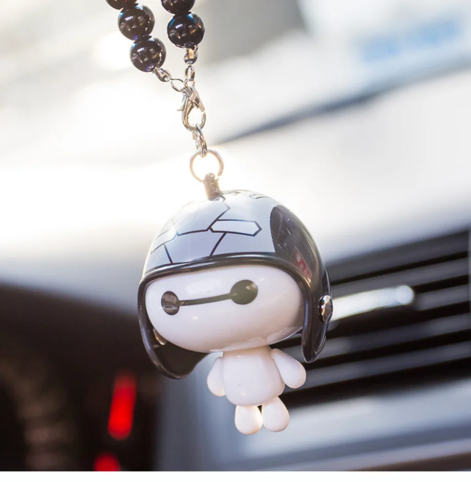 Автомобиль кулон милый шлем робот Baymax кукла Большой Герой висячие украшения авто зеркало заднего вида украшение автомобиля Стайлинг аксессуар подарки