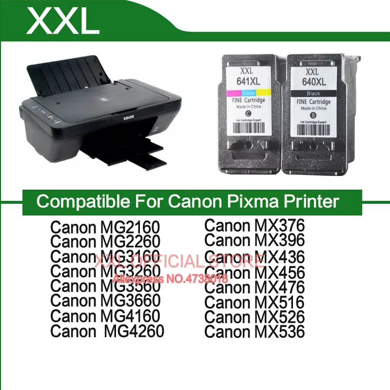 PG640 CL641 PG-640 For Canon Pixma MG2160 MG2260 MG3160 MG3260 MG3560 MG3660 MG4160 MG4260 MX376 MX396 MX436 MX456 MX476 |