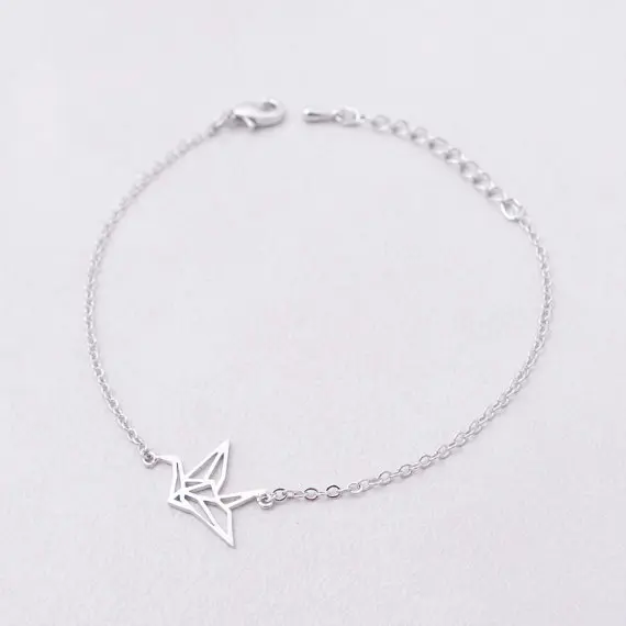 Shuangshuo звеньевая цепь животное оригами журавль браслет для женщин Мода птица храм