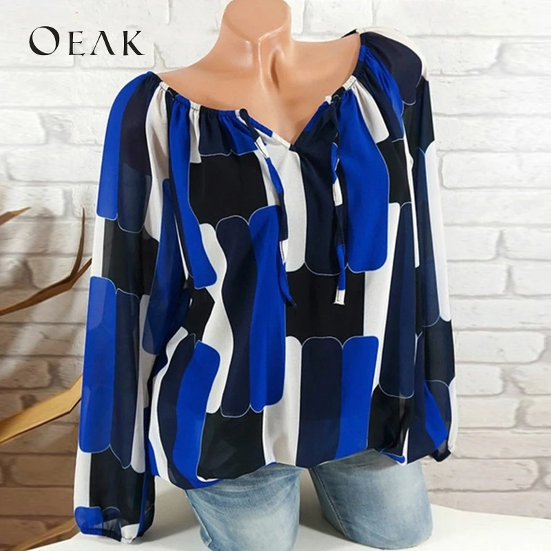 OEAK 5XL летние женские базовые футболки в стиле пэчворк с принтом коротким рукавом