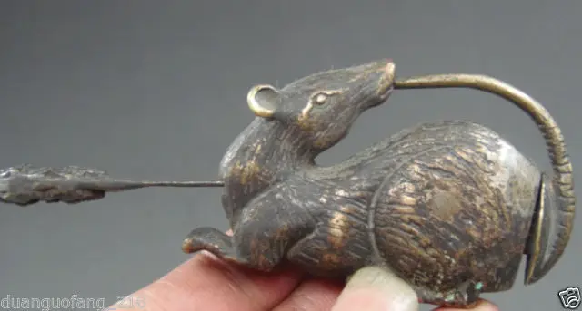 Китайская Бронзовая фольклорная статуя фэн-шуй мыши зодиака года скульптура