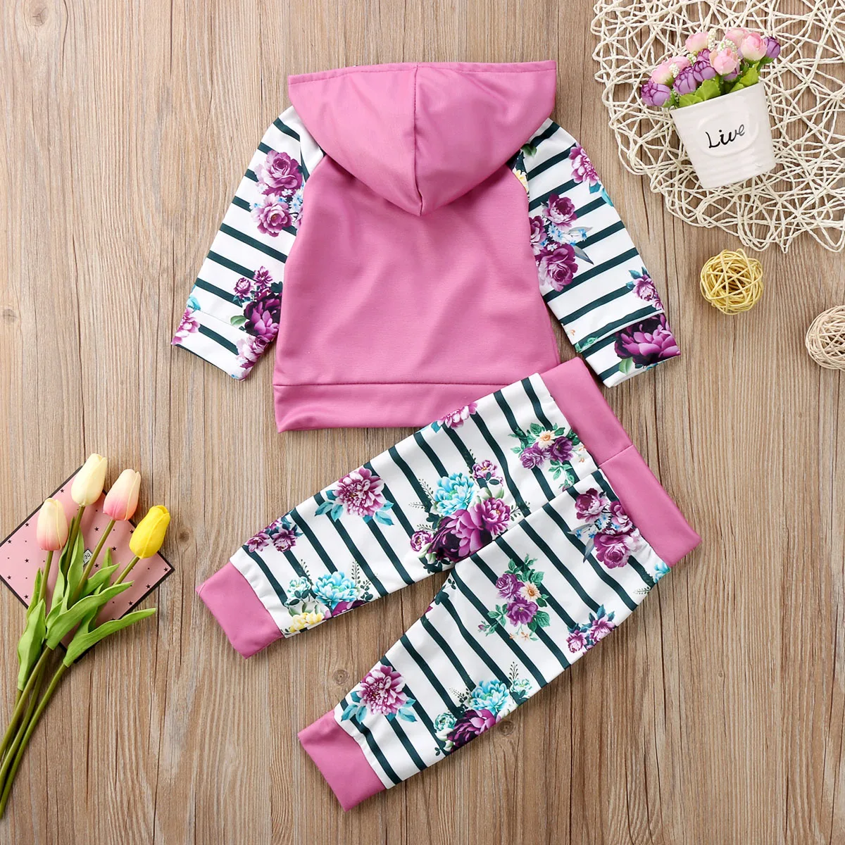 2 шт. детский хлопковый комплект из свитшота и брюк|Комплекты одежды для девочек| |