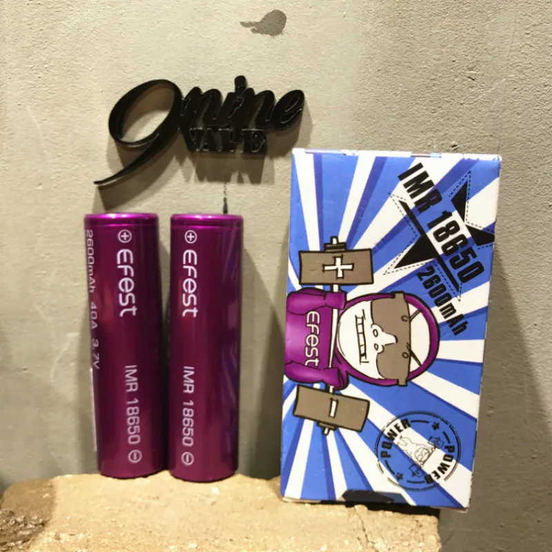 2 шт. EFEST IMR 18650 2600mah 3,7 V 40A аккумулятор фиолетовый Профессиональный Vape электронная сигарета литий-ионные аккумуляторы питания