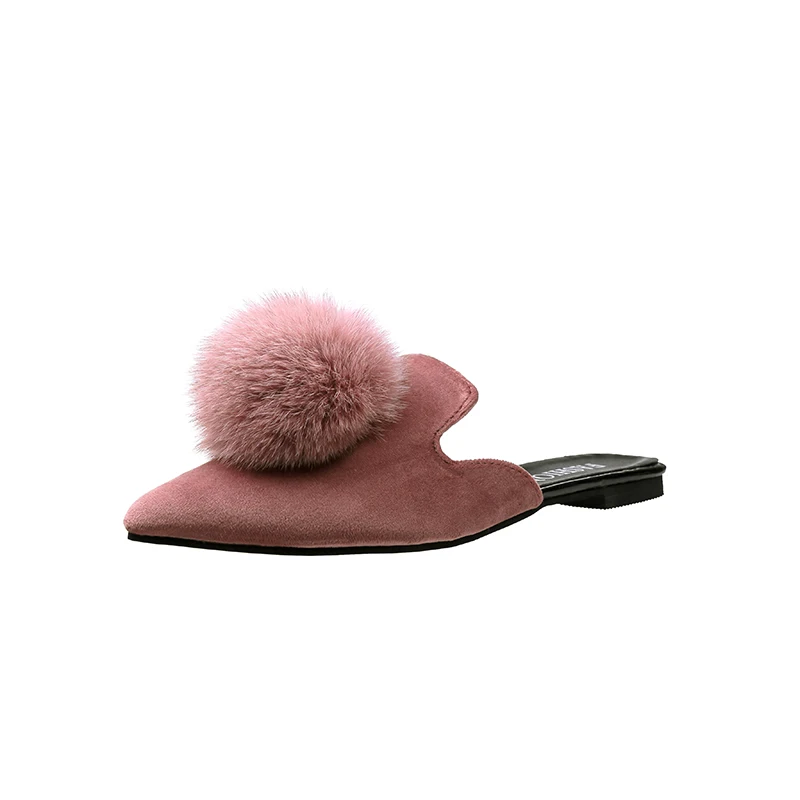 2017 лето-осень новые модные женские туфли Мех животных Шлёпанцы для женщин отдыха