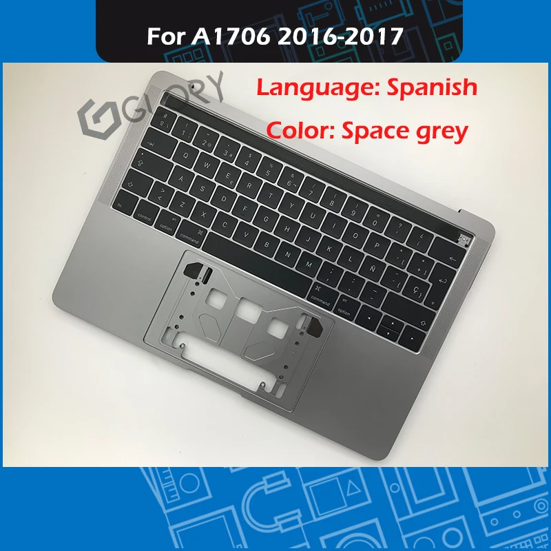 Серый чехол для ноутбука A1706 + испанская клавиатура MacBook Pro Retina 13 &quotTouch Bar Palmrest 2016 2017