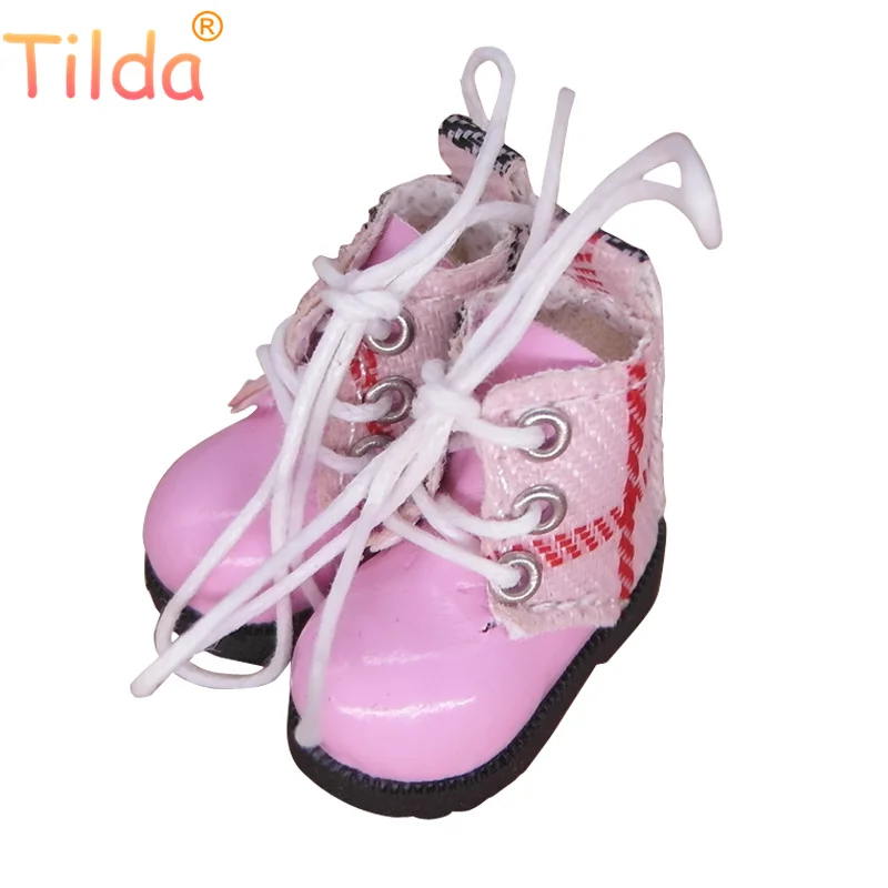 pink Тильда 3,2 см Кукла Сапоги для Blythe Кукла azone игрушка, 1/8 мини прекрасный кожаный горошек спортивная обувь для BJD куклы обувь аксессуары - Цвет: pink