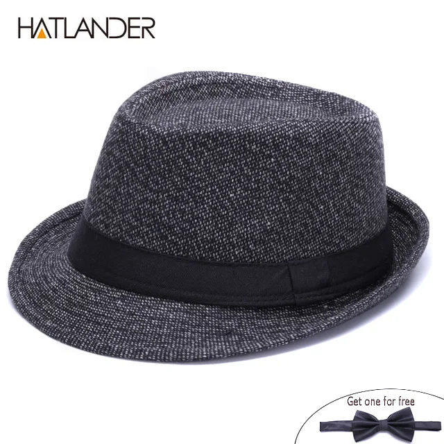 HATLANDER Бренд Винтаж Англия Трилби топ шляпа для мужчин осень зима Джаз кепки открытый игрок церкви Топ шляпы джентльмен фетровая шляпа - Цвет: Black
