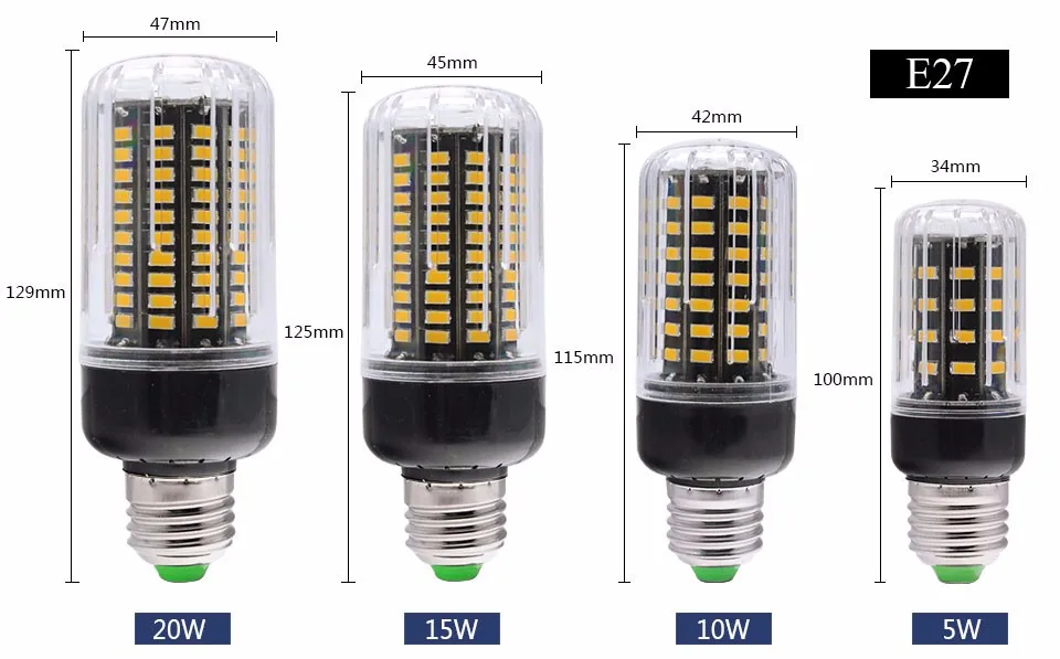 AC85-265V SMD5736 E14 E27 без мерцающие, светодиодные кукурузы лампа Светодиодная лампа 5 Вт 10 Вт 15 Вт, 20 Вт, Lamapada Bombillas свет